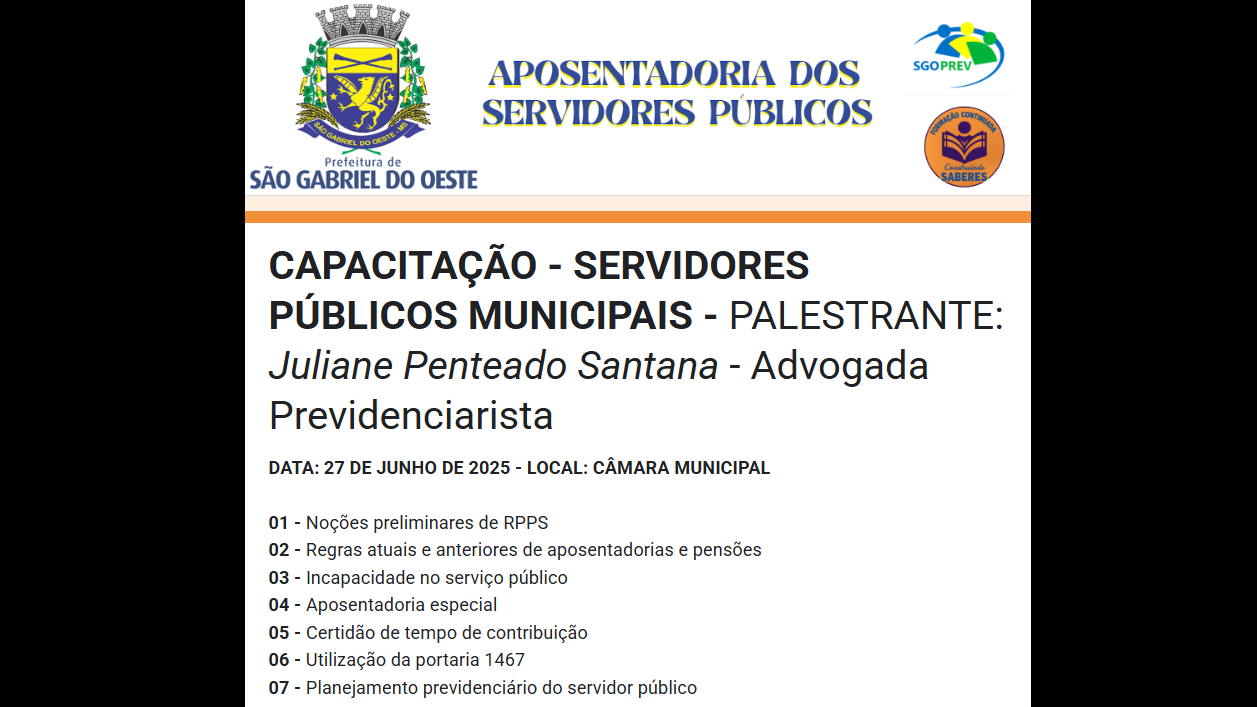 Capacitação Aposentadoria dos Servidores Municipais